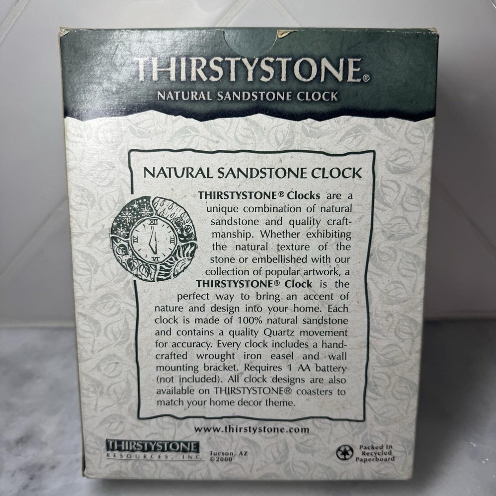 Thirstystone Leopard Print Natural Sandstone Clock New In Box USA - Picture 3 of 4